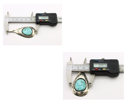 Navajo Anhänger 925 Silber natur abgebauter Türkis Künstler signiert C Montoya um 80er - Bild 8 von 9