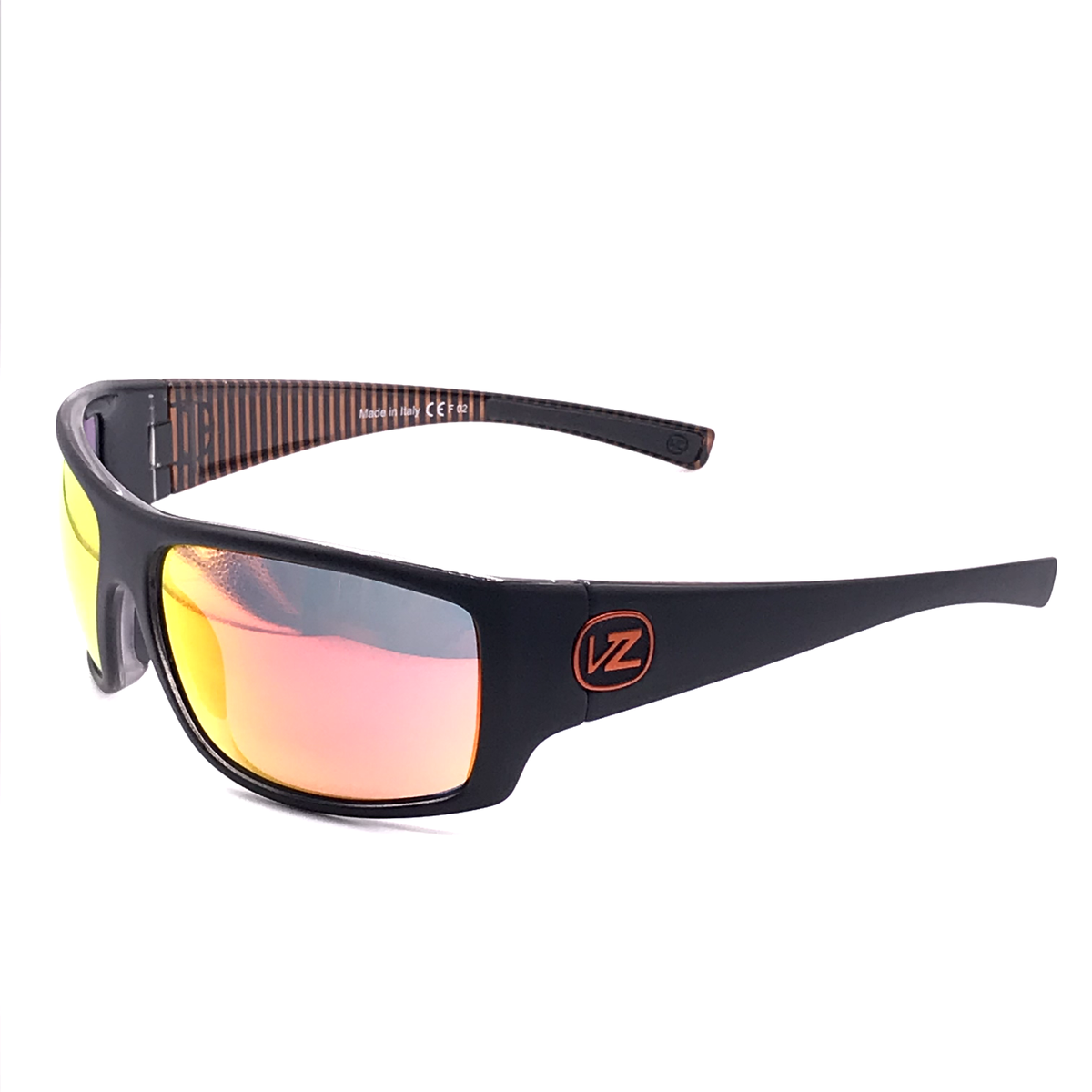 VonZipper Suplex Wrap Sunglasses Black Satin LUX Black and Orange