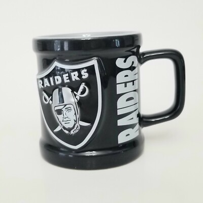 Oakland Raiders Black Ceramic Coffee Mug Official NFL 3 D Raised Logo ...
