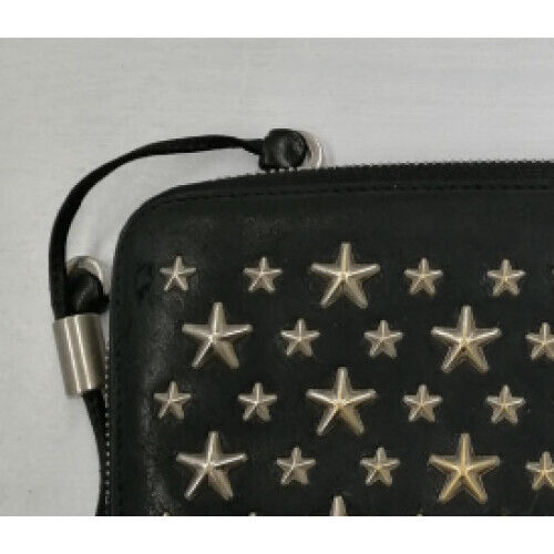 JIMMY CHOO Star Studs Long Wallet, Zip-Around Black [Rank B JIMMY CHOO Star Studs Long Wallet, Zip-Around Black [Rank B