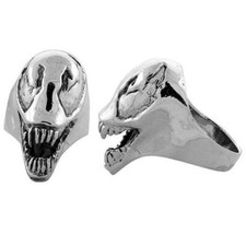 Heavy Sterling Silver Alien Biker Skull Ring