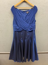 Adrianna Papell Fit & Flare Dress Women’s 20W Blue Pleated Bodice Sleeveless
