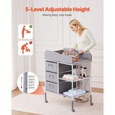 Baby Changing Table Portable Diaper Change Station with 3 Fabric Drawers