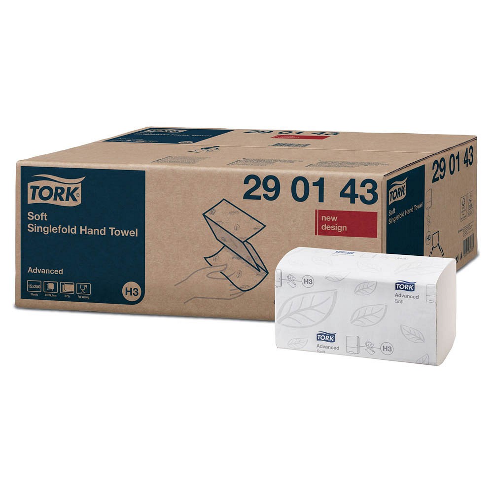 TORK Papierhandtücher 290143 H3 Advanced Zick-Zack-Falzung 2-lagig 3.750...