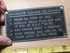 Vintage Oil Change Metal Directions Sign Car Engine Garage Shop Mechanic