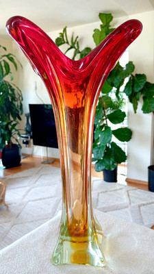 XL Große schwere Glas Vase - MURANO  - dekoratives Design - Höhe 38 cm - 2,1 kg