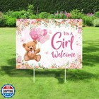 It's a Girl Yard Sign Baby Shower Lawn Signs with Stakes Pink Floral Bear Gen