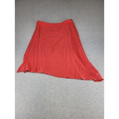 Giorgio Armani Borgo 21 Red 100% Silk Asymmetrical Hem Midi Skirt Italy IT 48
