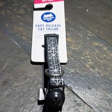 Collier chat en nylon réglable Whisker City Easy-Release Break Away noir avec cloche