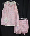 Vtg Babydoll Pajama Set Bloomers Pants Retro 1960s 70s Cotton Cottagecore Pink M