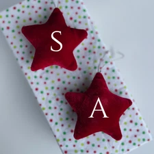 Zima Blue  star ornaments, with Initial, Letter ornaments 4"for  Chritsmas Tree