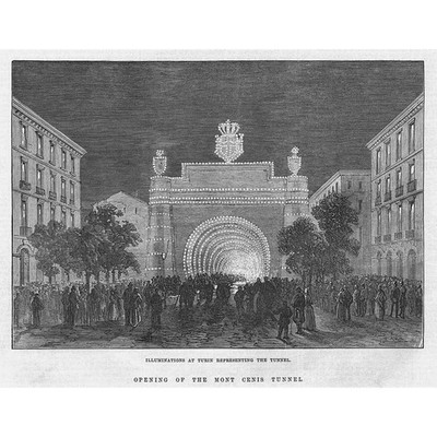 TURIN Mont Cenis Tunnel Opening Celebrations - Antikdruck 1871