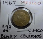 1967 Mexico Cinco Centavos Actual Coin .  3.98 Grams — photo 1