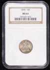 1890 Liberty Seated Dime NGC MS-64 Rainbow Toning