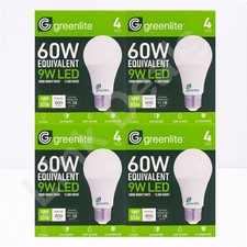 Greenlite Light Bulbs 9W LED 60W Equivalent A19 800 Lumens 3000K - 16 Bulbs