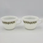 Lot Of 2 Vintage Pyrex Spring Blossom Crazy Daisy Coffee Cups Mug Milk Glass