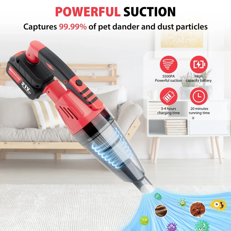 Computer Disinfectant Powerful Cordless Vacuum Cleaner - Rechargeable Handheld Car Hoover ...