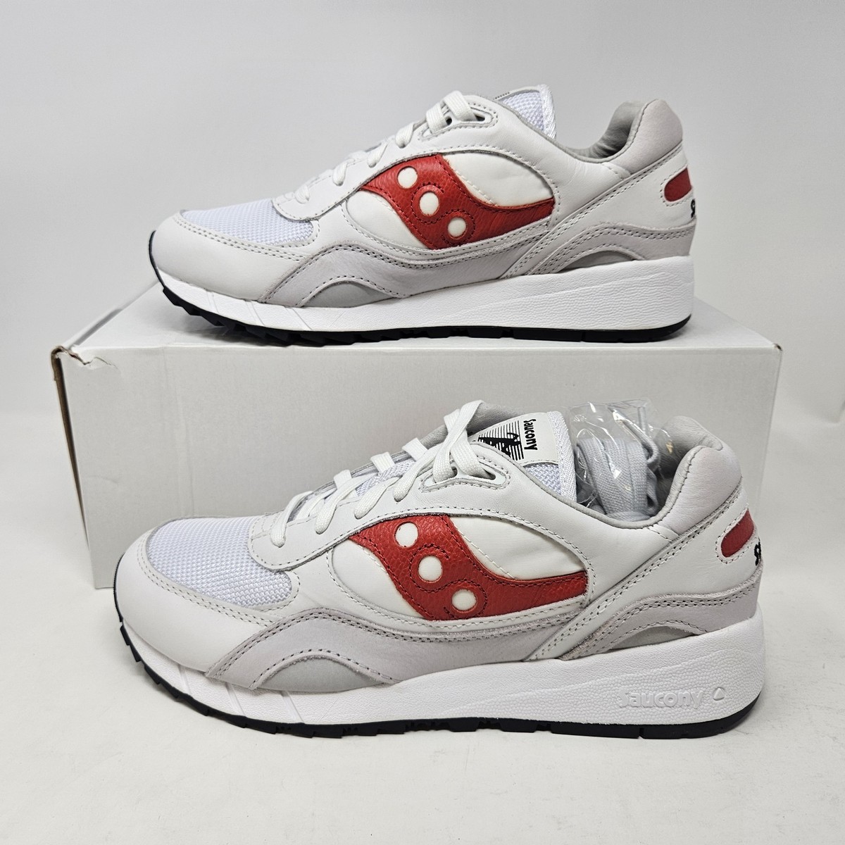 Men's Saucony Shadow 6000 Comfy Athletic Shoes White Red