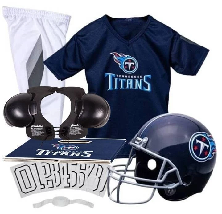 TITAN トレーニング、レスリングユニフォーム 3点セット　左からS.S.XS Tennessee Titans Kids NFL 7pc Deluxe Football Uniform Set, Small