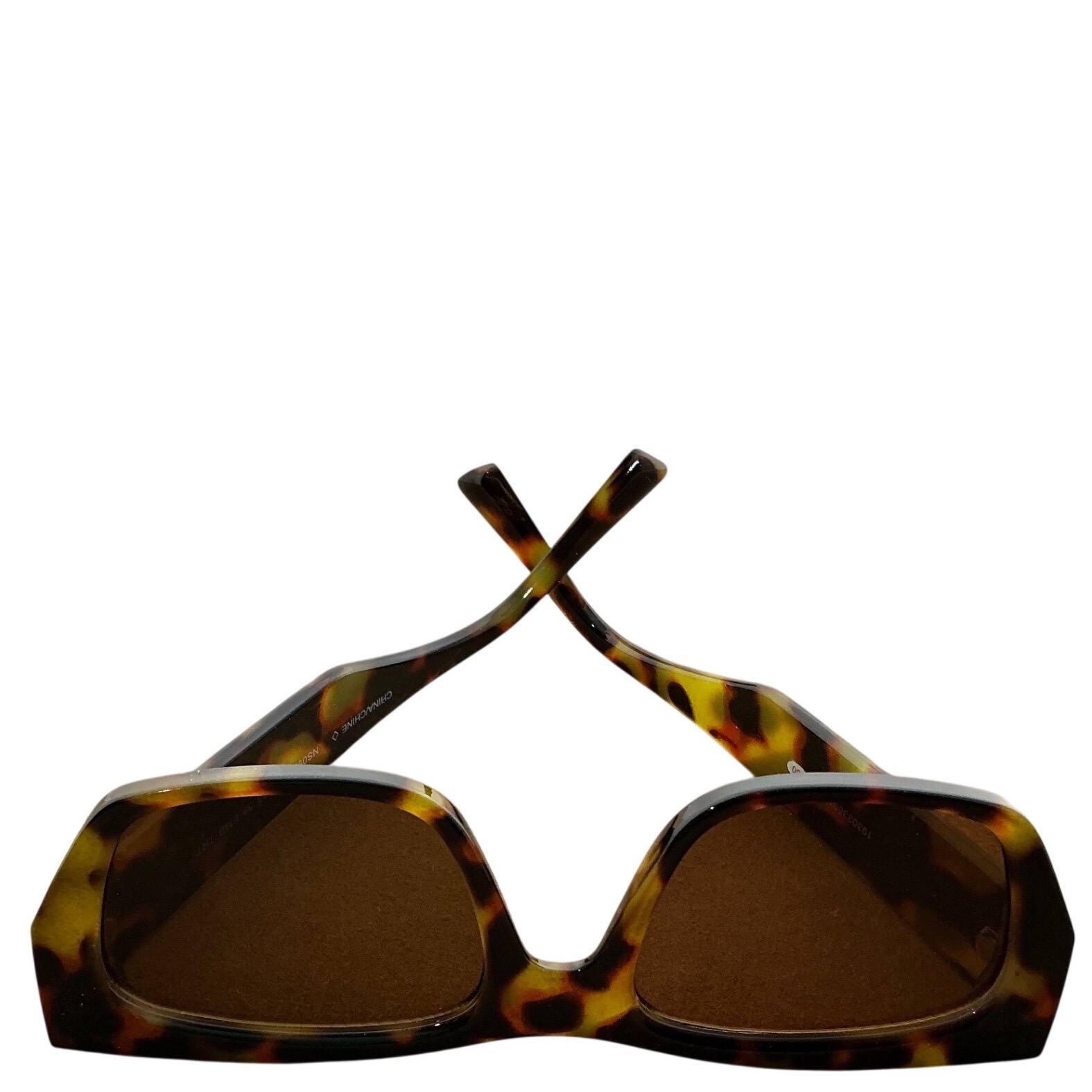 Tortoiseshell Rectangle Sunglass Frames Brown Len… - image 2