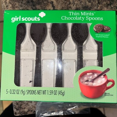 Girl Scouts Thin Mints Chocolate Spoons 1.6 Oz Packs Edible Melts for Hot Drinks