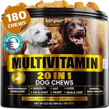 20-in-1 Dog Multivitamin 180 Chews Glucosamine MSM Cranberry Joint Heart Aid