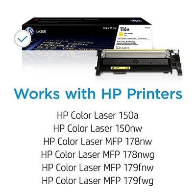 HP 116A Yellow Toner Cartridge Works with HP Color Laser 150 Series W2062A