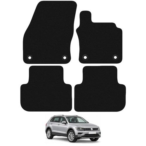 Carsio Tailored Black Carpet Car Floor Mats For VW Tiguan 2017 to 2024