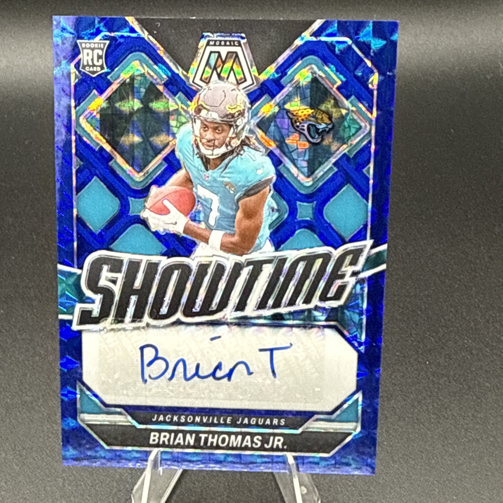 2024 Mosaic Football Brian Thomas Jr. RC Showtime Auto Blue 24/99 #SS-BTJ Jags