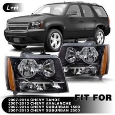 Halogen Headlights For 2007-2014 Chevy Avalanchesuburbantahoe Lh Rh Black Halogen Headlights For 2007-2014 Chevy Avalanchesuburbantahoe Lh Rh Black
