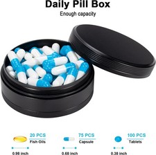 Portable Metal Pill Box - Travel Daily Pill Case, Waterproof Pill Container f...