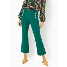 Lilly Pulitzer Bi-Stretch Parrish Crop Flare Pant Sz 2, Villa Green, NWT 228