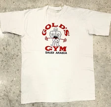 Vintage Gold’s Gym Saudi Arabia T-Shirt Classic Bodybuilding Fitness Tee S-5XL