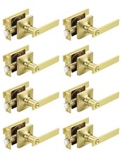 Mengico 8 Pack Gold Privacy Lever Door Handle Interior Lock Heavy Duty Square