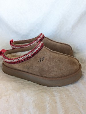 UGG WOMEN TAZZ CHESTNUT SHEARLING SUEDE Slippers Slip On SHOES US 4 Woman Girls