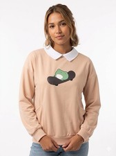 Skateboarding frog oversized sweatshirt for women Kawaii collared LARGE L teen