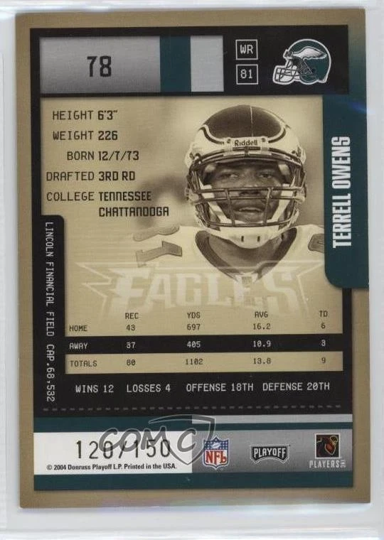 2004 Playoff Contenders Playoff Ticket /150 Terrell Owens #78 HOF - Image 2 of 2