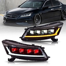 LED Headlights For Honda Accord 2008-2012 8th Gen W/ DRL Demon Eyes Front Lamps