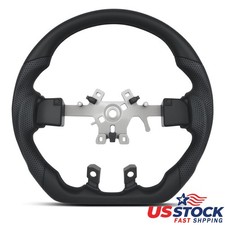 Full Black Leather Flat Steering Wheel For 2013-2018 Dodge Ram 1500 2500 3500 Us