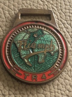 Collectable Vintage Triumph TR4 Enamel Keyring Badge Fob