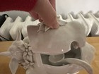Antique Ceramic Cow Bull Tureen W/Spoon White Glazed w/Floral Garland Italy — photo 4