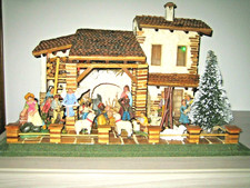 PRESEPE ARTIGIANALE NATIVITA', CASCINA, STATUINE, FATTO A MANO CON LUCI