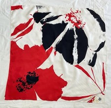 ARTISTIC pure Silk Women  s Scarf Featuring A Red black Poppy Floral Print35"/35"