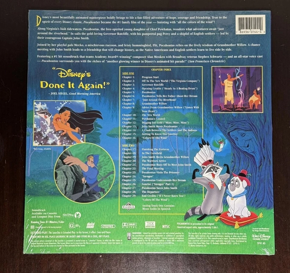 Vintage Disney Pocahontas Laserdisc Letterbox THX Dolby Digital 1995 Movie - Image 2 of 4