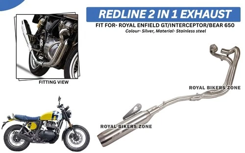 Stallion Silver 2 In 1 "Exhaust Fit For Royal Enfield GT Interceptor & Bear 650"