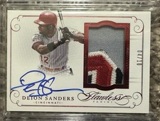2016 Flawless Baseball Deion Sanders Game Used Patch Auto #4/10 Reds