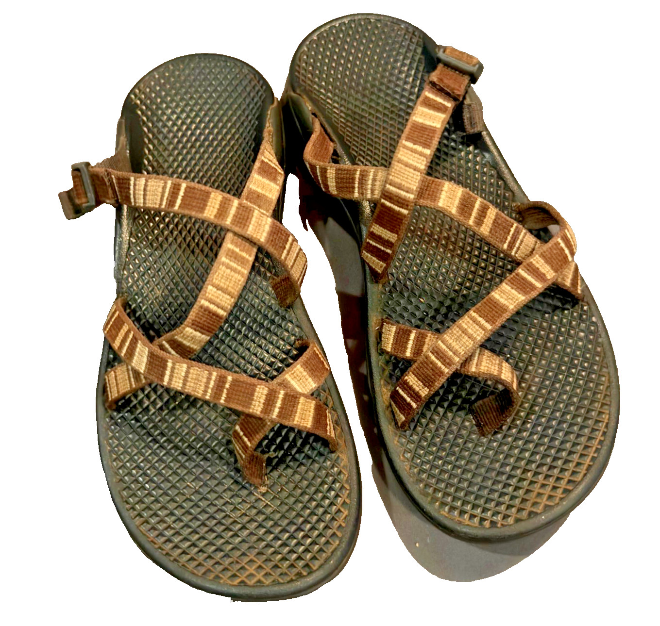 Vintage 2000s Chaco Zong Slip-On Sandals Womens 7 Vibram Sole Brown Striped image 4