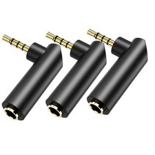 3 Pack 3.5mm Male to Female Audio Adapter 90 Degree TRS Stereo Jack Plug