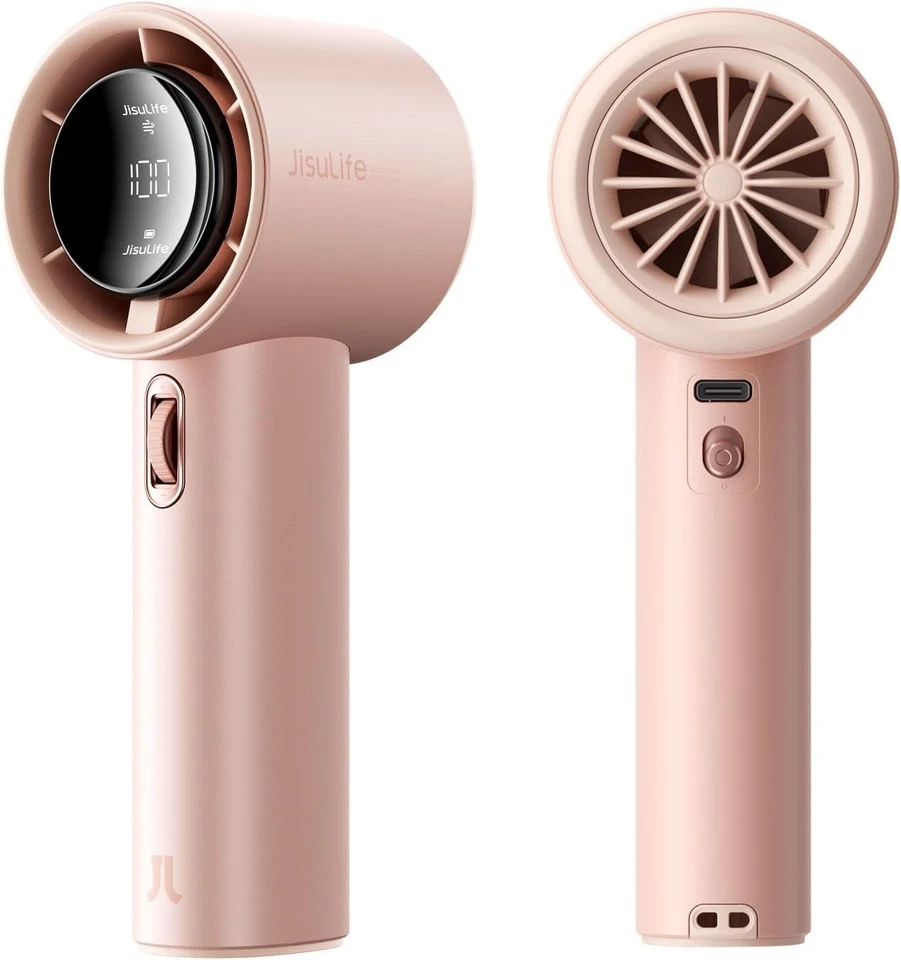 Turbo Handheld Fan, Adjustable Speeds, Rechargeable - Pink - Image 3 of 4