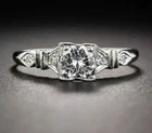Round Cut Simulated Diamond Art Deco Vintage Band Ring In 14k White Gold Plated